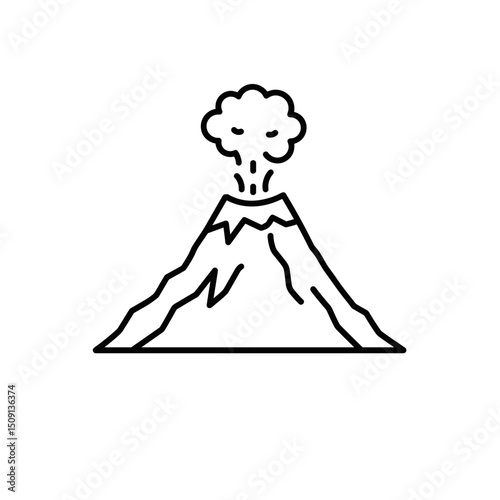 Monochrome volcano icon showing natural power. Concept geology and natural phenomena.