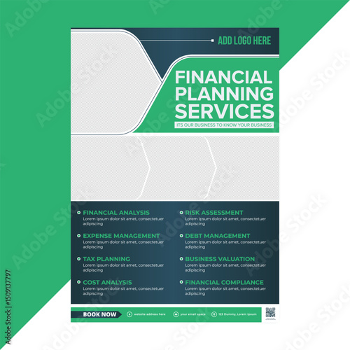 Stylish financial service flyer layout tailored for accountants, tax planners, and loan consultants promoting services through websites or digital ads