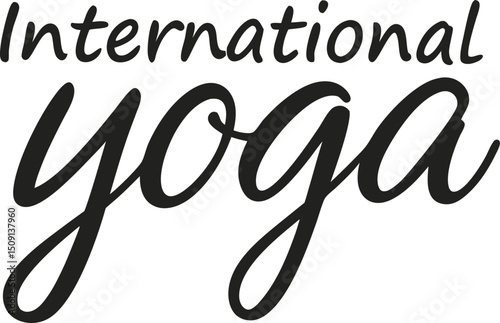 International yoga text design in elegant black font for wellness and wellbeing related projects and social media campaigns