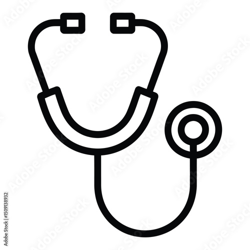 Stethoscope Icon, Vector, Illustration, Icon, Outline, Line Art, Silhouette, Logo, White Background.