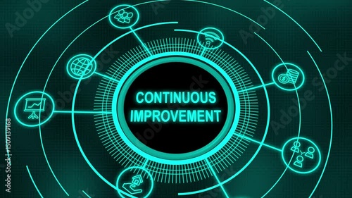 continuous improvement animation .business, technology, internet and network concept on technology background.