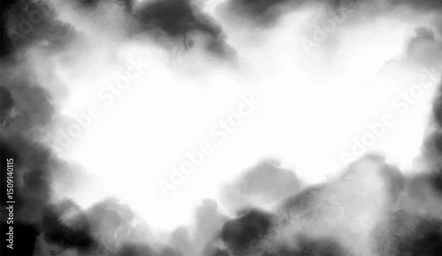black vector background texture with smoky cloudy white or gray center with dark vignette border