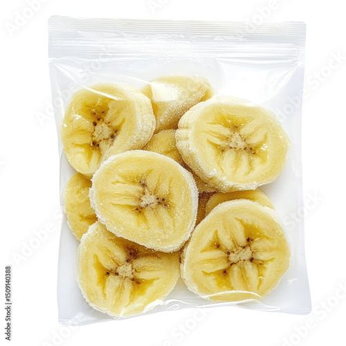 Frozen Banana Slices In Resealable Pouch  isolated on a transparent background