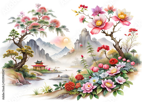 spring flowers in the garden isolated on white background.PNG Transparent file type with high definition picture quality available.