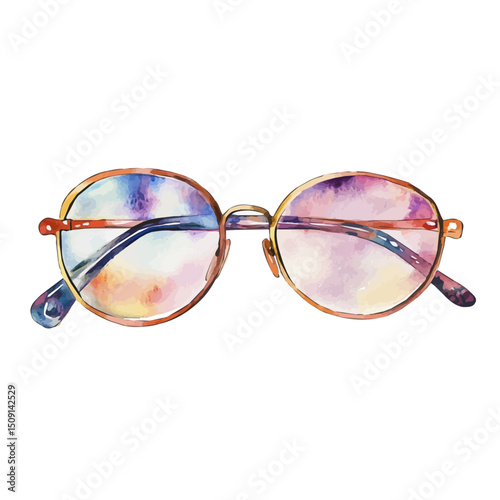 Reading Glasses, watercolor vector, high quality, isolated on a white background.