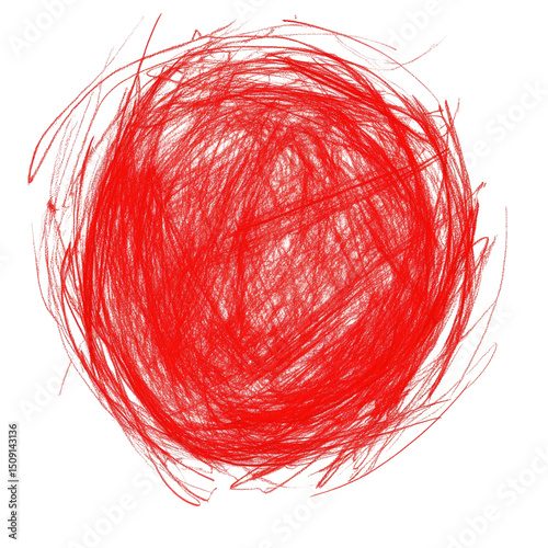 Grunge Scribble Circle Ellipse Lines Red  isolated on a transparent background