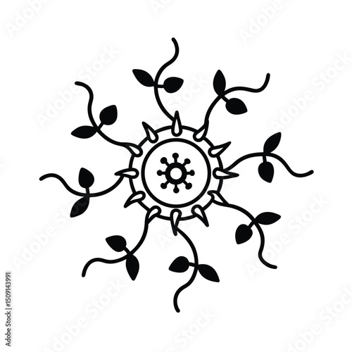 Botanical Virus with Vines and Flowers