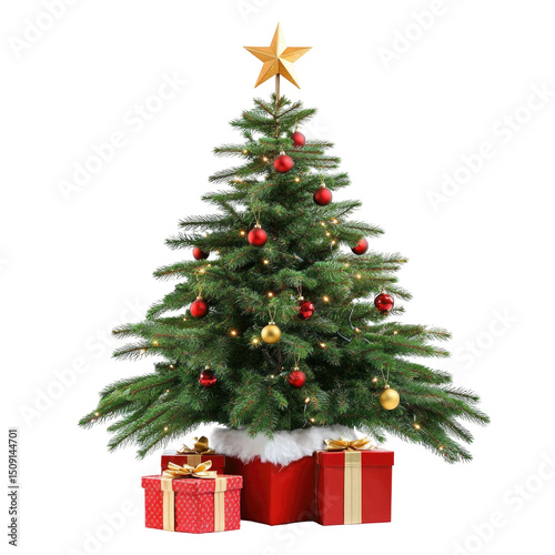 Christmas Tree With Star  isolated on a transparent background