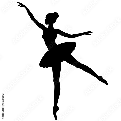 Silhouette of a Ballerina Gracefully Performing a Classic Dance