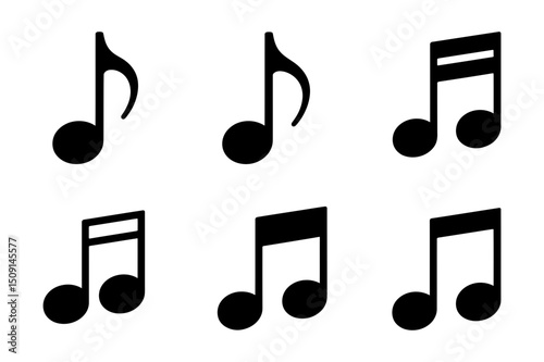 Music notes symbols for musical notation and design