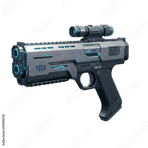 fantastic super technological handguns on a transparent background
