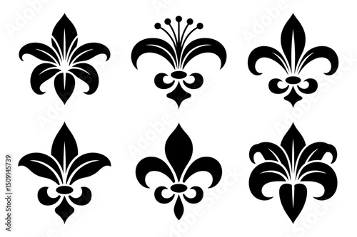 Fleur de lis decorative vector design elements set
