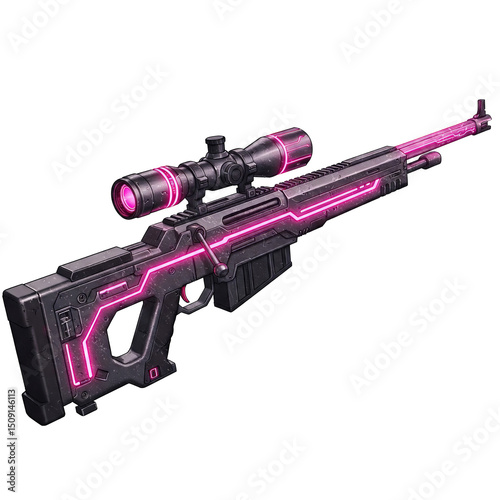 fantastic super technological riffle on a transparent background
