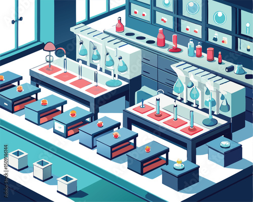 Isometric Illustration of a Modern Science Laboratory