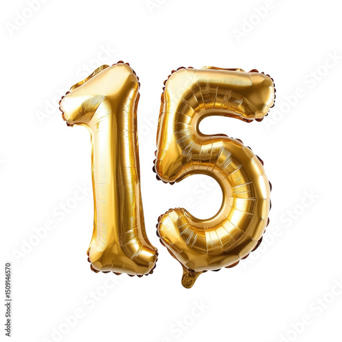 Shiny Golden Foil Balloons  isolated on a transparent background