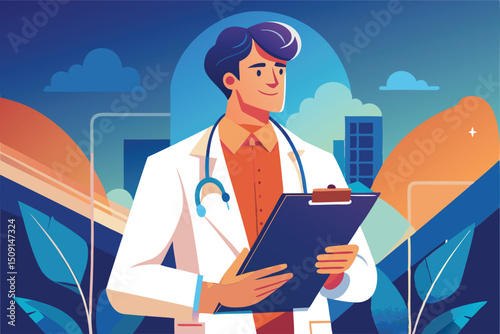 Confident Doctor with Stethoscope and Clipboard. Medical Professional. Healthcare. and Wellness