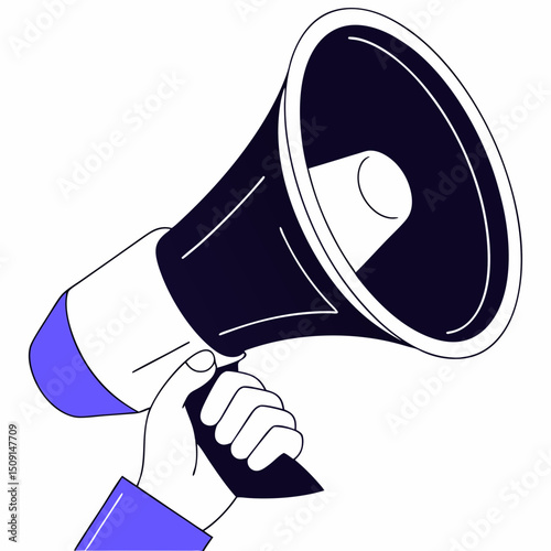 Hand Holding Megaphone Illustration for Announcement Promotion and Communication Concepts