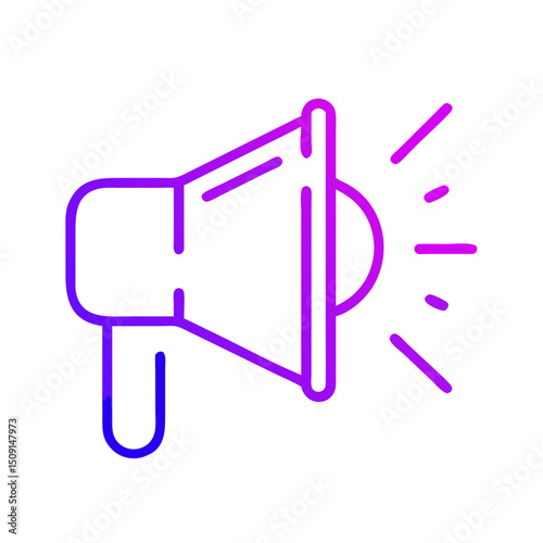 Neon megaphone icon with gradient colors on black background for marketing