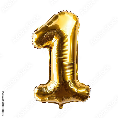 Shiny Golden Foil Balloons  isolated on a transparent background