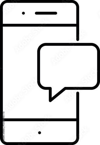 Speech Bubble by Smartphone Minimalistic Linear Pictogram for Web and Graphic Design, Apps, Banners, Social Network and Cards