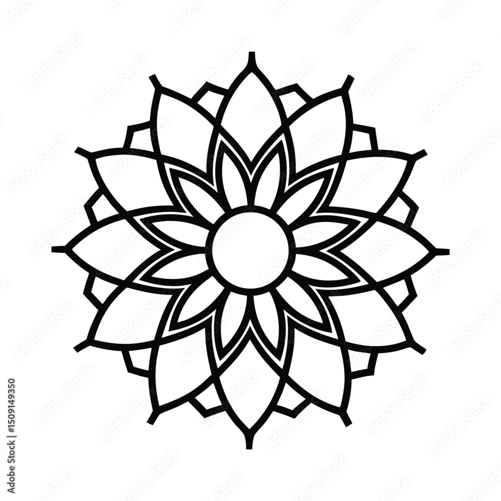 Obraz premium Geometric Floral Mandala Black and White Design
