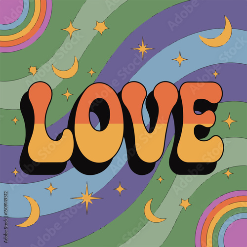 Retro Pride Rainbow Vector Illustration
