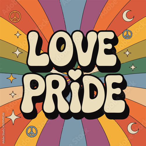 Retro Pride Rainbow Vector Illustration