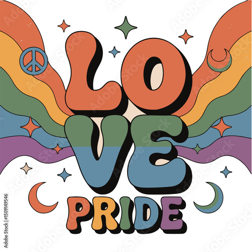 Retro Pride Rainbow Vector Illustration