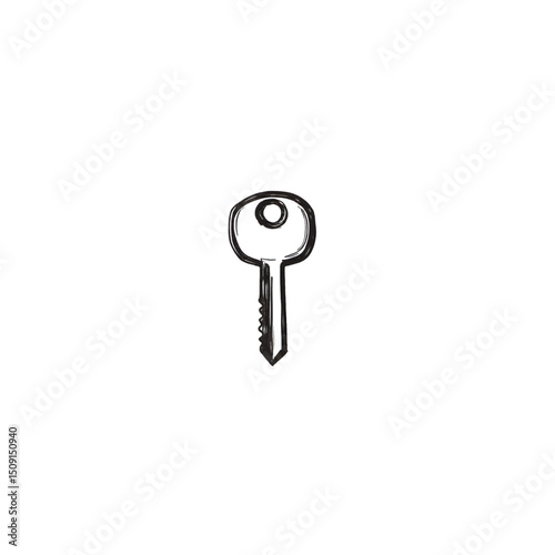 Illustration of a black key on white background