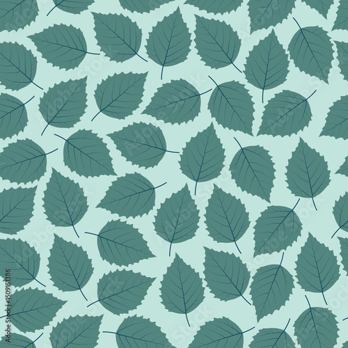 Poplar leaves floral seamless pattern. Vector foliage surface pattern design of monochromatic aspen leaf
