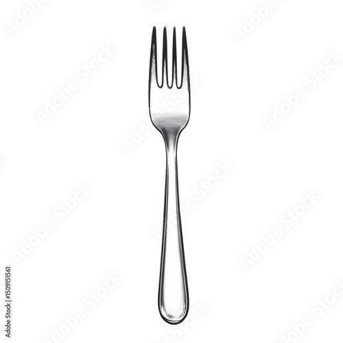 Metal fork against white background