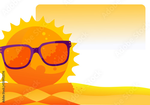 summer background with sun and warm orange yellow colors – vector illustration with copy space