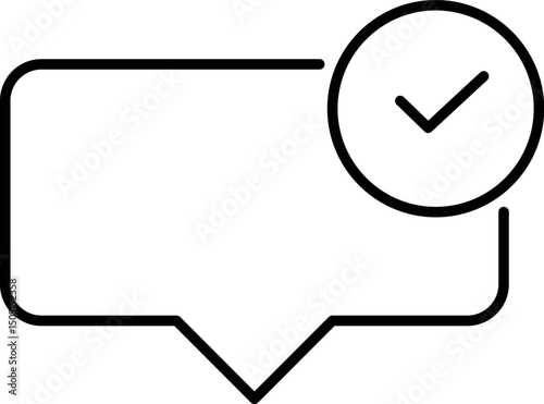 Checkmark in Speech Bubble Image for Graphics, Designs, Books, Adverts, Apps