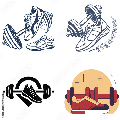 Fitness and Weightlifting Graphic Designs Featuring Sneakers