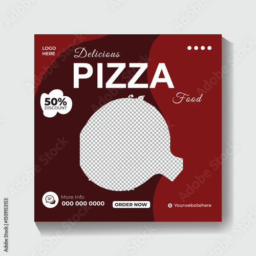 Fresh pizza, burger, and pasta online sales campaign flyer with delicious burgers, social media post design template