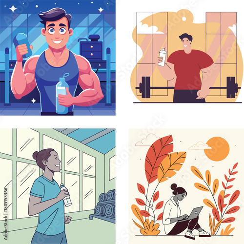Diverse Individuals Engaging in Fitness and Wellness Activities