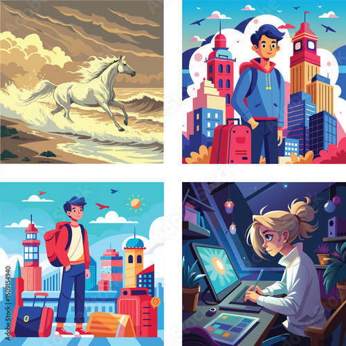 Artistic Collage Showcasing Travel Adventures and Creative Work