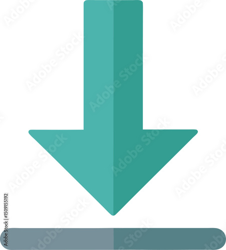 Minimal arrow down icon in flat vector style for web navigation or download user interface buttons