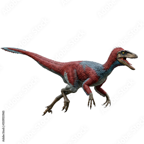 highly detailed predatory dinosaur growls isolated on transparent background