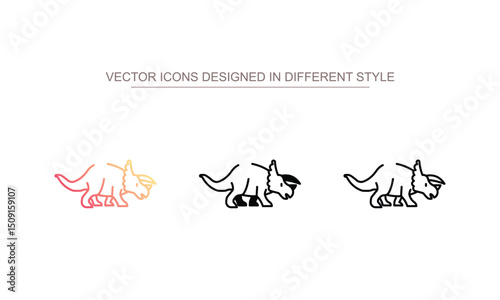 Triceratops icon design with white background stock illustration