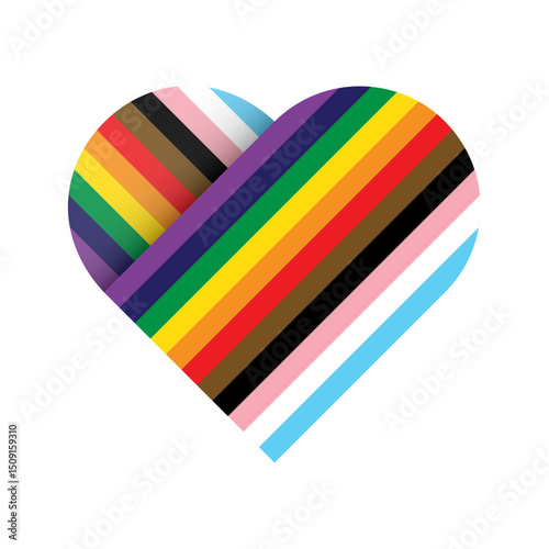 LGBTQ Pride Flag Heart. Heart Shape with LGBT Pride Flag Stripes. Rainbow Love Heart Vector Illustration for Pride Month