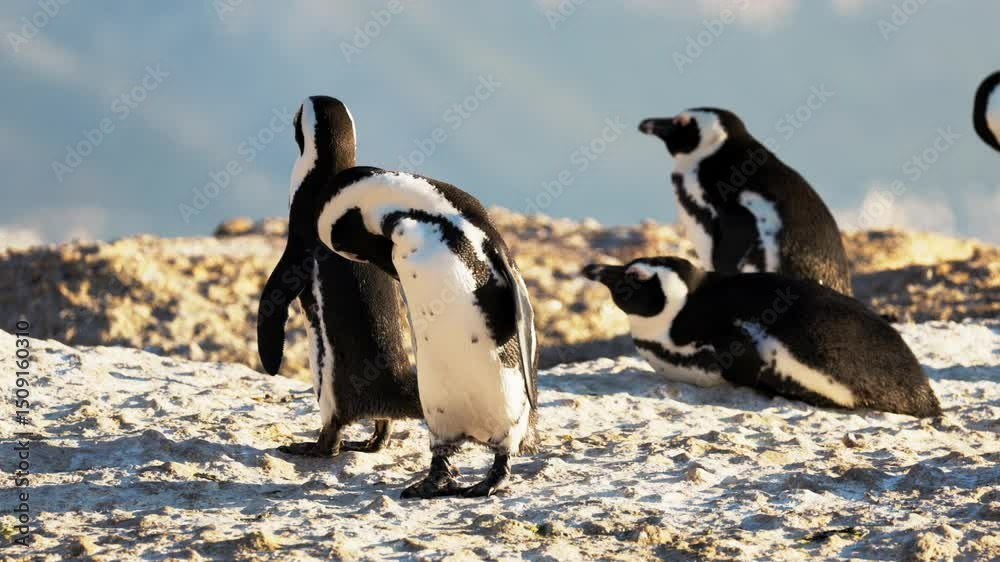 African Many Penguin Colony Mating On Beach In Simon S Town South african-many-penguin-colony-mating-on-beach-in-simon-s-town-south