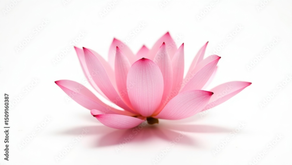 Serene Pink Lotus Blooming Gracefully on Still Calm Water Serene Pink Lotus Blooming Gracefully on Still Calm Water