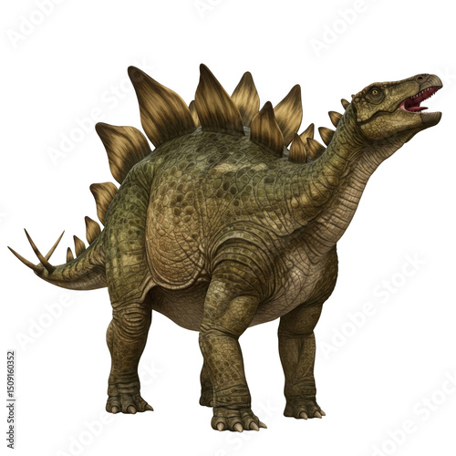 highly detailed predatory dinosaur growls isolated on transparent background