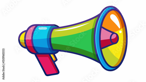 Colorful Cartoon Megaphone Illustration on White Background for Announcement or Promotion