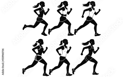 Running Women Silhouettes Vector Illustration For Fitness And Sports Design