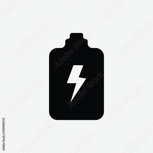 Minimalist Black and White Charging Icons Set – Battery, Cable, and Smartphone Symbols in Grid Layout