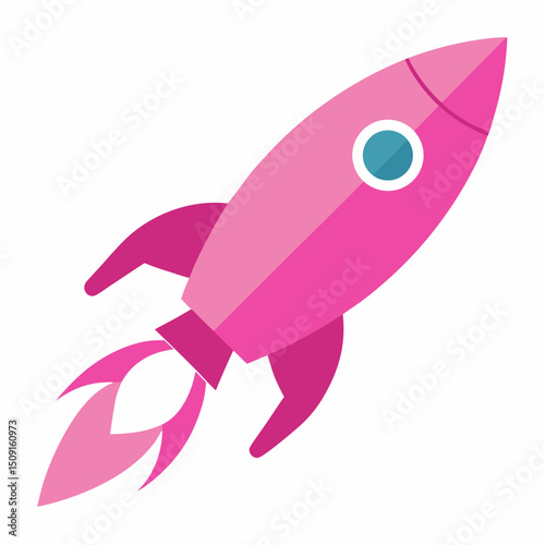 Pink rocket launcher startup vector icon on white background.