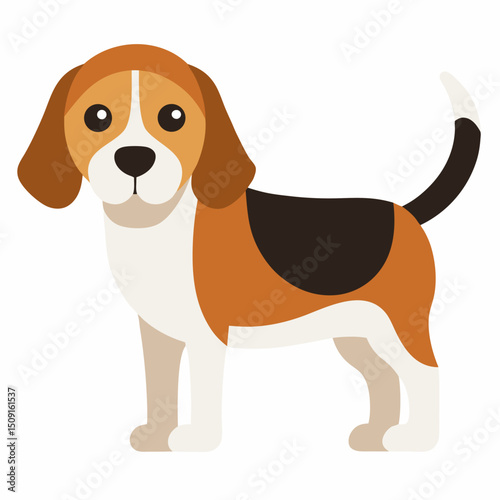 Beagle dog vector icon on white background.
