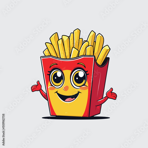 French fries pencil and potato chips vector illustration with food and art elements